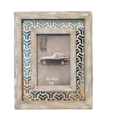 China Morden top grade classic elegant decorative vintage wood+iron elegant blue picture frame for sale