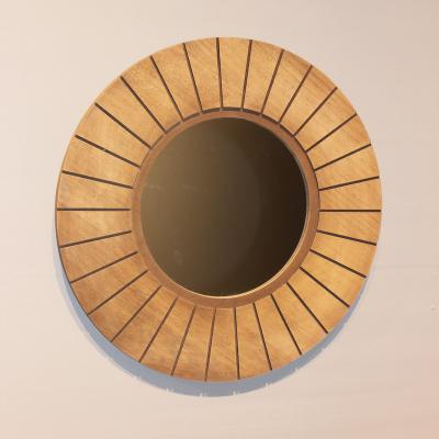 China Wholesale Sunflower Wooden Mirror Country Round Craft Home Decoration Wall Decor for sale