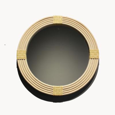 China Wholesale Modern Farmhouse Round Decorative Wood Mirror Craft Home Decor Wall Decor for sale