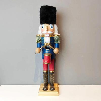 China High Quality Europe Blue+Red Wooden Christmas Nutcracker Drum Soldier Home Decor 38cm/15in for sale