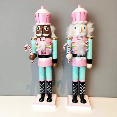 China High Quality Europe blue+pink Wooden Christmas Nutcracker Soldier Home Decor 38cm/15in for sale