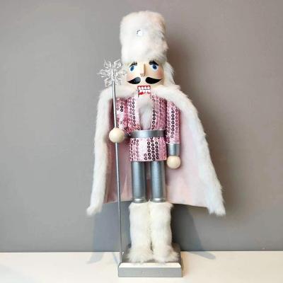 China Folk Art High Quality 15inch Pink Christmas Nutcracker Soldier With Coat 38cm for sale