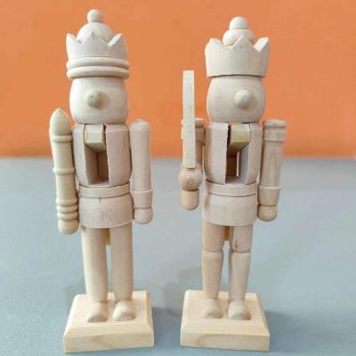 China Nautical White Empty Wooden Kindergarten Soldier Nutcracker Wholesale 13cm Christmas Decoration DIY Painting Early Education for sale