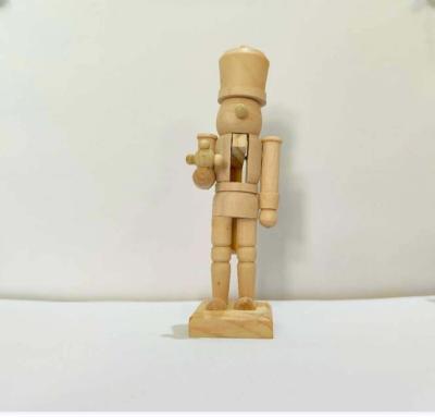 China 13cm Nautical White Empty Wood Kindergarten Soldier Nutcracker Christmas Decoration DIY Painting Early Education Supplies for sale