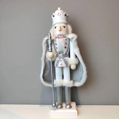 China Europe Christmas Nutcracker High Quality Pink Wooden Soldier With Silver Coat Home Decor 38cm/15in for sale