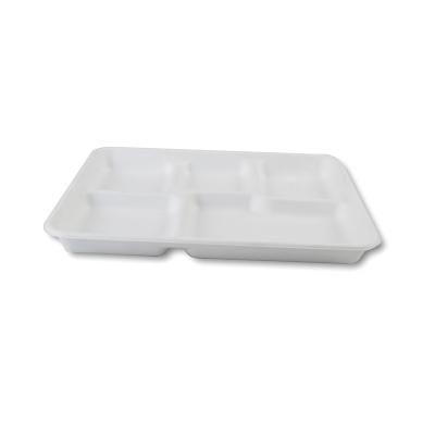 China Large 5 Compartment Tray Factory Direct Sugar Cane Pulp Bagasse Modern Tableware Wholesale for sale