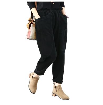 China Factory Custom Women's Corduroy Harem Causal Long Pants Anti-wrinkle Anti-Wrinkle Garment Causal Long Pants With Pockets for sale