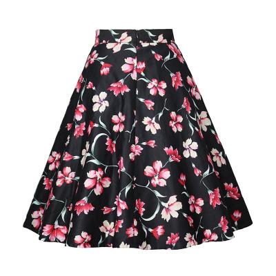 China Guangzhou Dongfan Garment Anti-Static Anti-Static Factory Wholesale Women's Hebborn Vintage Floral Printed Above Knee Skirts for sale