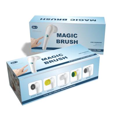 China Viable Electric Cleaning Brush with 5 Brush Heads Rechargeable Bathroom Sink Window Tub Kitchen Dish Brush for sale