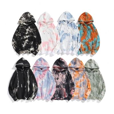 China Factory Price Anti-wrinkle 300gsm Sweatwear Tye Dye Hoodies Mens Die Dye Hoodie 100% Cotton Terry Pullover Tie Dye for sale