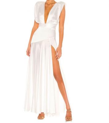 China Breathable Summer Bridal Deep V Long Midi Wedding Dress Beach Wedding Dresses Bridal Sleeveless Wedding Dress for sale