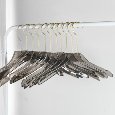 China Gray Gray Color Transparent Clear Acrylic coat hanger durable manufacture coat hanger for clothes for sale