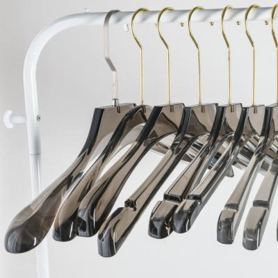 China Hot Sale Modern Durable Laundry Hanger Men Gray Clothes Pants Skirt Coat Acrylic Plastic Transparent Hanger for sale