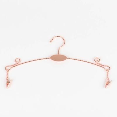 China 28*15cm Factory Price Durable Factory Customized Rose Gold Underwear Metal Lingerie Hanger For Adult for sale