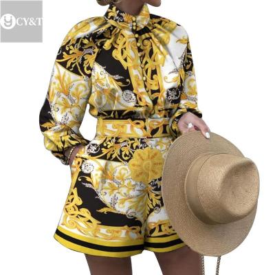 China QUICK DRY printed long sleeve full length top and shorts fit stylish rompers long sheath women casual jumpsuit for women for sale