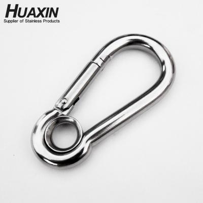 China Top quality heavy industry grade 304/316 stainless steel snap hook with eyelet, spring loaded clip with eye for sale