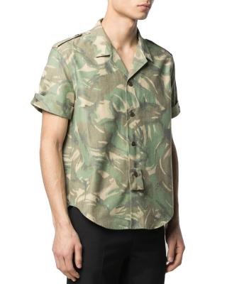 China Custom Made Sublimation Anti-pilling Camouflage Shirt Men's Cotton Camouflage Sleeve Hawaiian Beach Shirts for sale