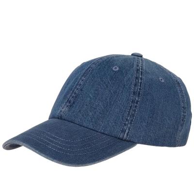 China JOINT 6 Panel Mens Sports Hats Logo Adjustable Back Tab Curved Brim Baseball Custom Denim Hats for sale