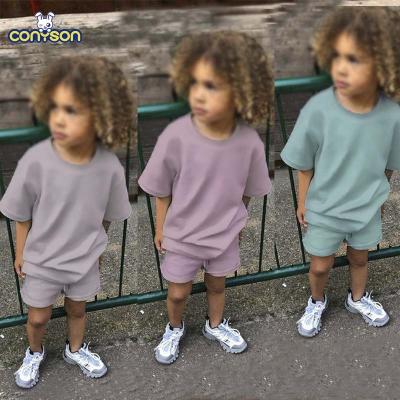 China Wholesale Custom Conyson Kids Jogger Clothes Cotton Shorts Set Two Piece Casual Boys Clothing Sets Summer Kids Sweatsuits for sale