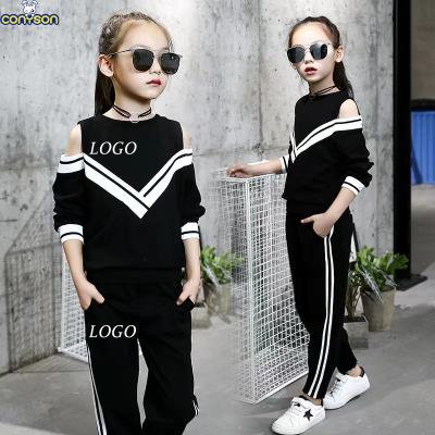 China Conyson Viable Spring Autumn Sports Style Fashion Custom Cotton Shirt And Pants Little Kids Girls Dress Unisex Two Piece Sets for sale