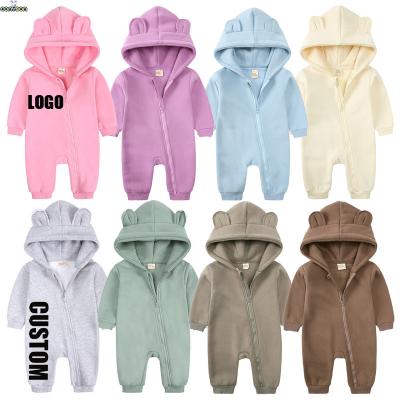 China Conyson Autumn Designer Breathable Newborn Baby Boy Custom Logo Long Sleeve Clothes Girl Winter Zipper Cotton Hoodie Clothing Romper for sale