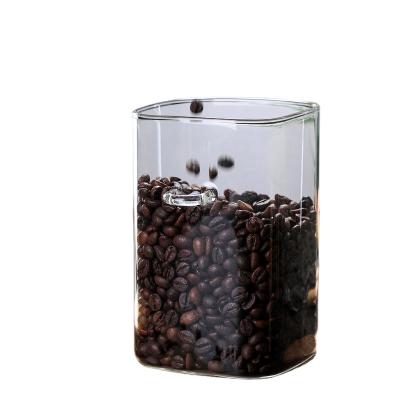 China Bamboo Wooden Cover Storage Jar Seasoning Jar Tea Dried Fruit Glass Stored Heat Resistant Glass Bottle for sale