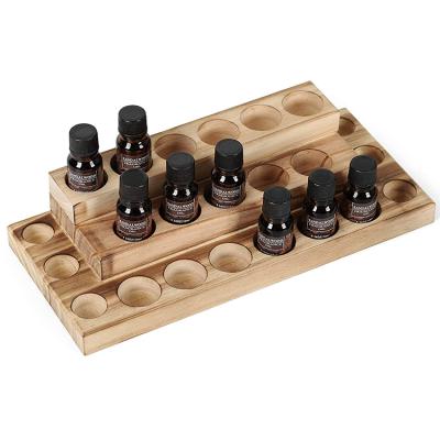 China Hot Selling China Essential Oil Bottle Display Rack Natural Rectangular Essential Oil Rack Solid Wood for sale