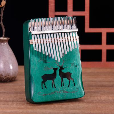 China Mini 17 Tone Beginner Finger Piano Thumb Piano Kalimba Popular Creative Carving Wood Veneer Mahogany Finger Piano for sale