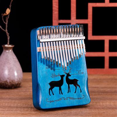 China 17 Tone Finger Piano Thumb Piano Kalimba Veneer Creative Carving Mahogany Finger Mini Popular Wood Piano Beginner Finger Piano for sale