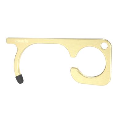 China Portable Door Opener Handle Tool Hygiene Protective Hand Opener Brass Key Chain for sale