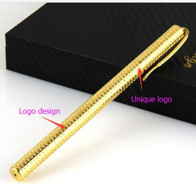 China Promotional Gift Pen Luxury Gold Writing Pen 24k Gold Diamond Deep Engraved Pen Replaceable Pen Holders Jewelry Gifts for sale