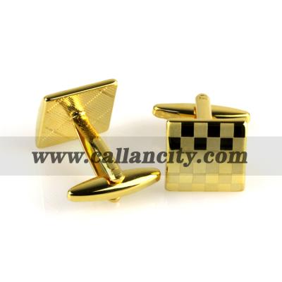 China Fashionable high quality gold cufflinks with unique custom logo gold cufflink for men for sale