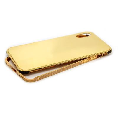 China Luxury 24k Gold Aluminum Metal Mirror Cases For Iphone X With Diamond For iphone X Case for sale