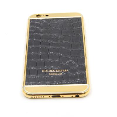 China Leather Design 24k Aluminum Stainless Steel Gold / Plated Custom Logo iPhone 6 7 Back Replacement Cover For Housing for sale