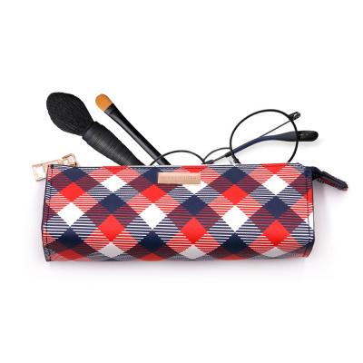 China Wholesale Preppy Style Stripe Waterproof Custom Standing Makeup Make Up Pouch Toiletry Travel Leather Cosmetic Bags for sale