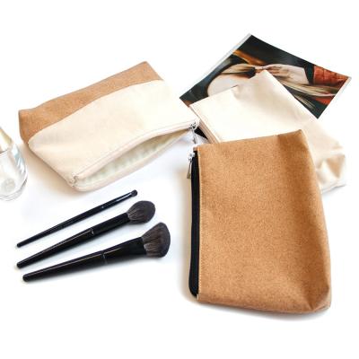 China Eco-Friendly Private Label Cork Cotton Canvas Zipper Blank Organic Fashion Make Up Pouch Travel Toiletry Bag Cosmetic Makeup for sale