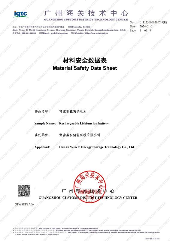 Material Safety Data Sheet - Wenergy Technologies Pte.Ltd.