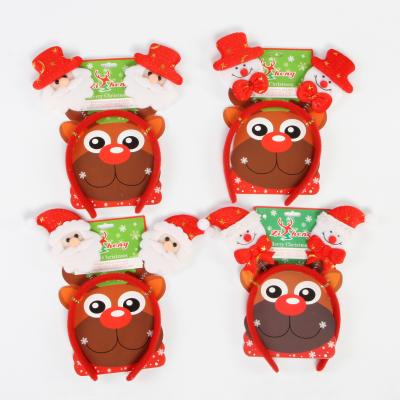 China Santa Women Girls Christmas Headband Plush Headband Christmas Party Hats Reindeer Antler Hair Accessories for sale