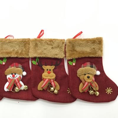 China Santa Christmas Stocking Sock Sack Gift Bag For Theme Santa Christmas Item Type Ind Tree Decoration Christmas Ornament Candy Pouch Bag for sale