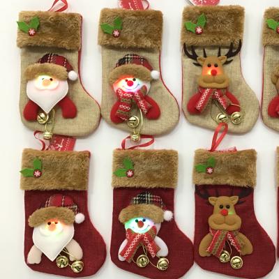 China As Picture Hot Sale Personalized Decorative Gift Customized Mini Christmas Stocking Sock , Christmas Stockings Bag For Indoors With Led Lights for sale