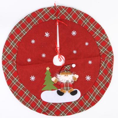 China Santa Christmas Tree Skirt Christmas Tree Foot Cover Upholster 18 Inch Christmas Tree Canvas Skirt for sale