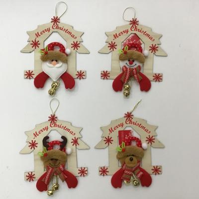 China Santa Christmas Decorations Doll Creative Wooden Door Scene Hanging Layout Listing Christmas Window Pendant Wholesale for sale