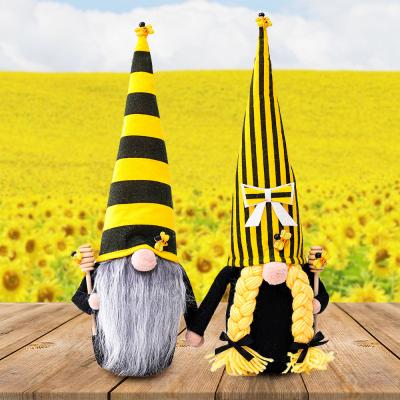 China Eco-Friendly Plush Polyester Bumble Bee Gnomes With Yellow And Black Swedish Tomte Nisse Elf House Kitchen Decorations for sale