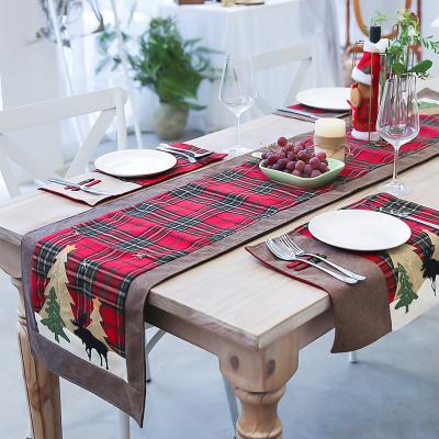 China Nordic Christamas home decoration Christmas cotton and fla innovative tea table tablecloth restaurant tablecloth Christmas decoration plaid flag cloth new for sale