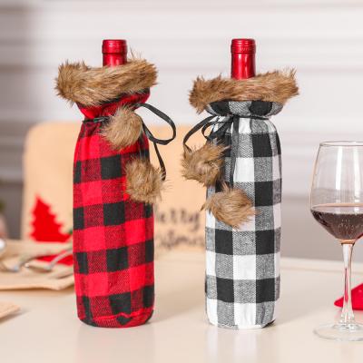 China Polyester Plaid Wine Bottle Cover for sale