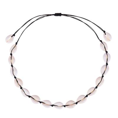 China Natural Shell Wax Hawaii Boho Beach Jewelry Women Cowry Sea Shell Choker Necklace for sale