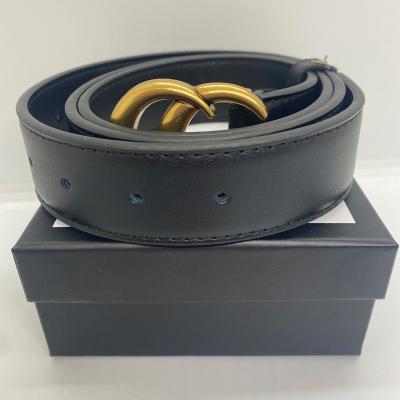 China Breathable Solid Black And White Color Men Women Belts Genuine Leather Bronze Buckle Designers Large Waistbands Whip Belts for sale