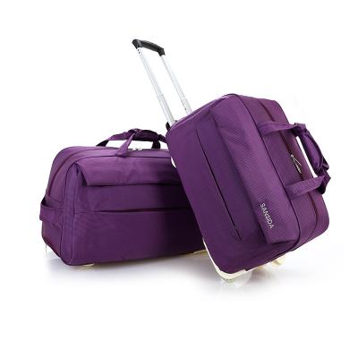 China Purple Color Fashion Style OEM Material Factory Waterproof Bag Factory Durable Canvas Leisure Wheel Sport Travel Duffel Bag for sale