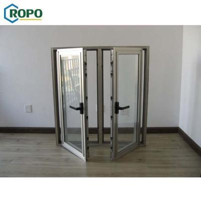 China Double Screen Awa French Frame Casement Aluminum Magnetic Glass Window for sale