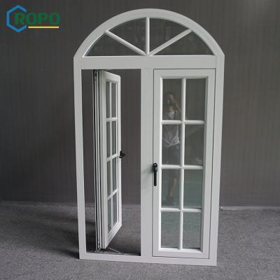 China AWA Hurricane Proof Double Arch Magnetic Casement Waterproof Screen Window With Grille Design for sale